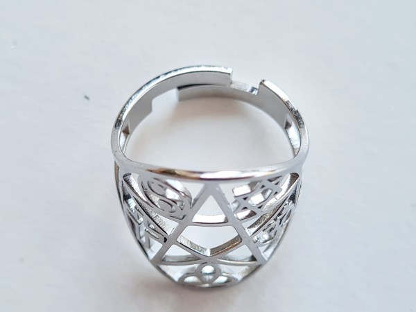 bague merkaba acier inoxydable argentée